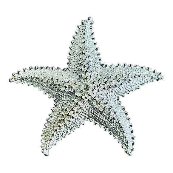 Starfish Silver Tone Textured Brooch - Picture 1 of 4